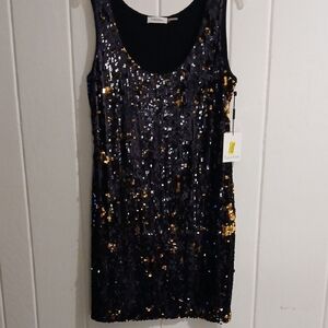 Calvin Klein Black and Gold Sequin Dress